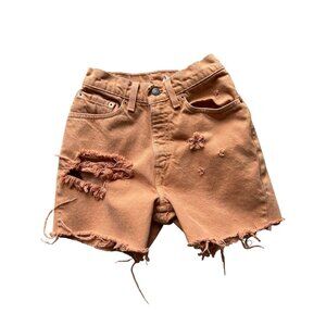 Vtg Levi's Distressed Cut Off Jean Shorts Pumpkin Spice Denim Jrs 3 USA 532 MOM